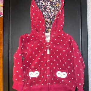 Carter's Red Polka Dot Hoodie with Owl Pockets